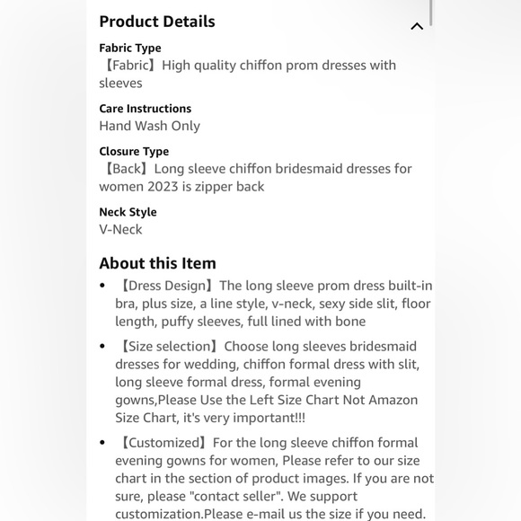 Long Sleeve Bridesmaid Dresses for Women Chiffon evening Dress with Slit - Picture 10 of 10